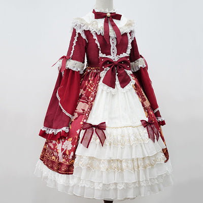 Cat Highness - Christmas New Year Han Lolita OP Dress S red OP