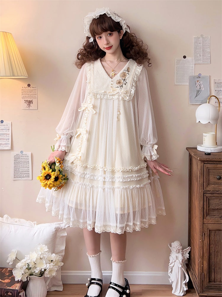 Letters from Unknown Star - Sunflower Diary - Spring Lolita Dress Long Sleeve OP