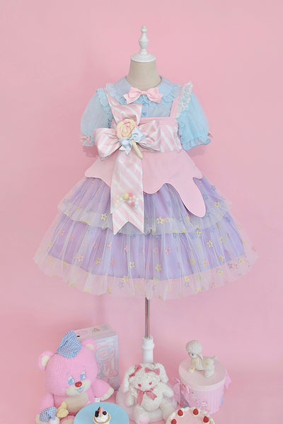 Alice Girl~Rainbow Candy Kawaii Lolita JSK Dress XS pink and purple set 2 