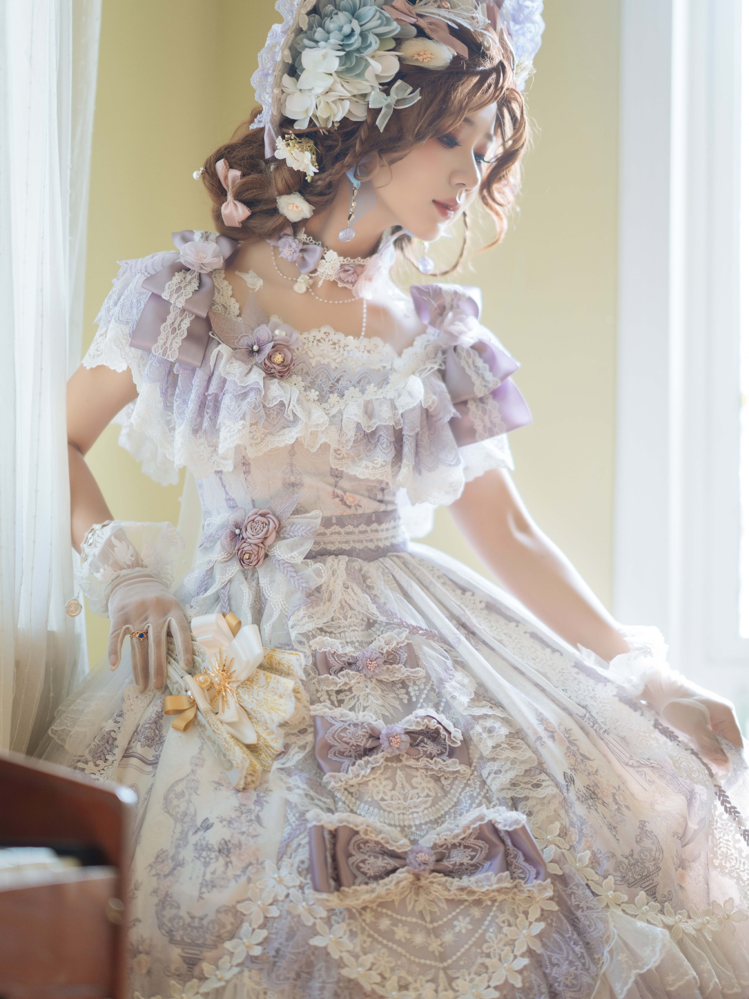 Garden Cat - Flower Wedding Lolita JSK Dress