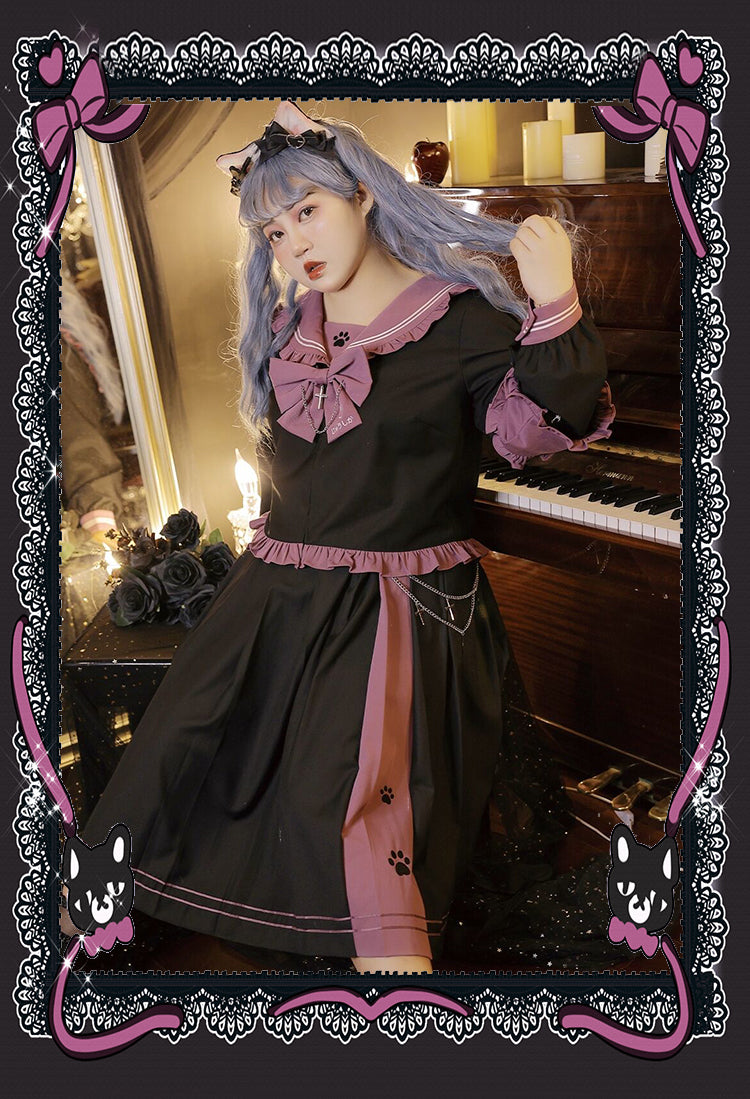 Yingtang~Plus Size Dark-theme JK Lolita Dress Set   