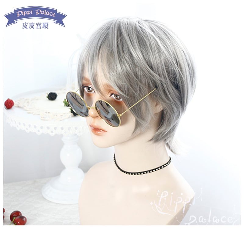 Pippi Palace~Short Straight Multicolor Lolita Wig gray PP-048D  