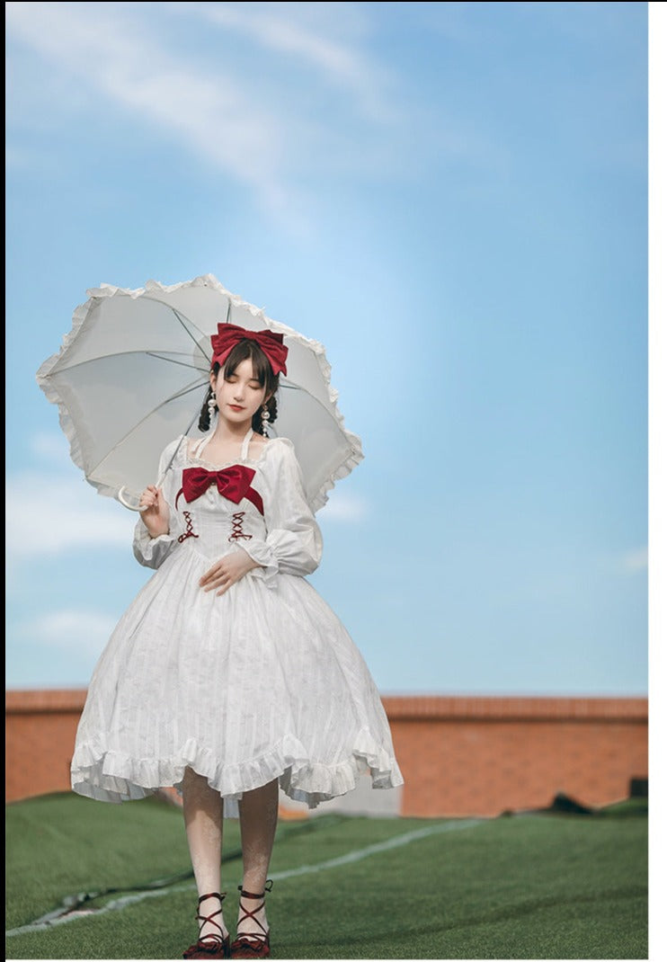 With PUJI - Romantic Dating - Halter Neckline Lolita OP Dress