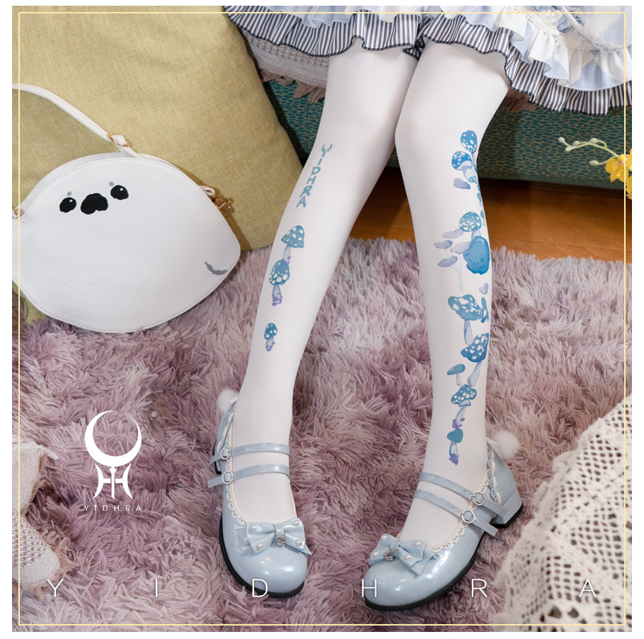 Yidhra~Mushroom Forest~Velvet Mushroom Printed Lolita Pantyhose   