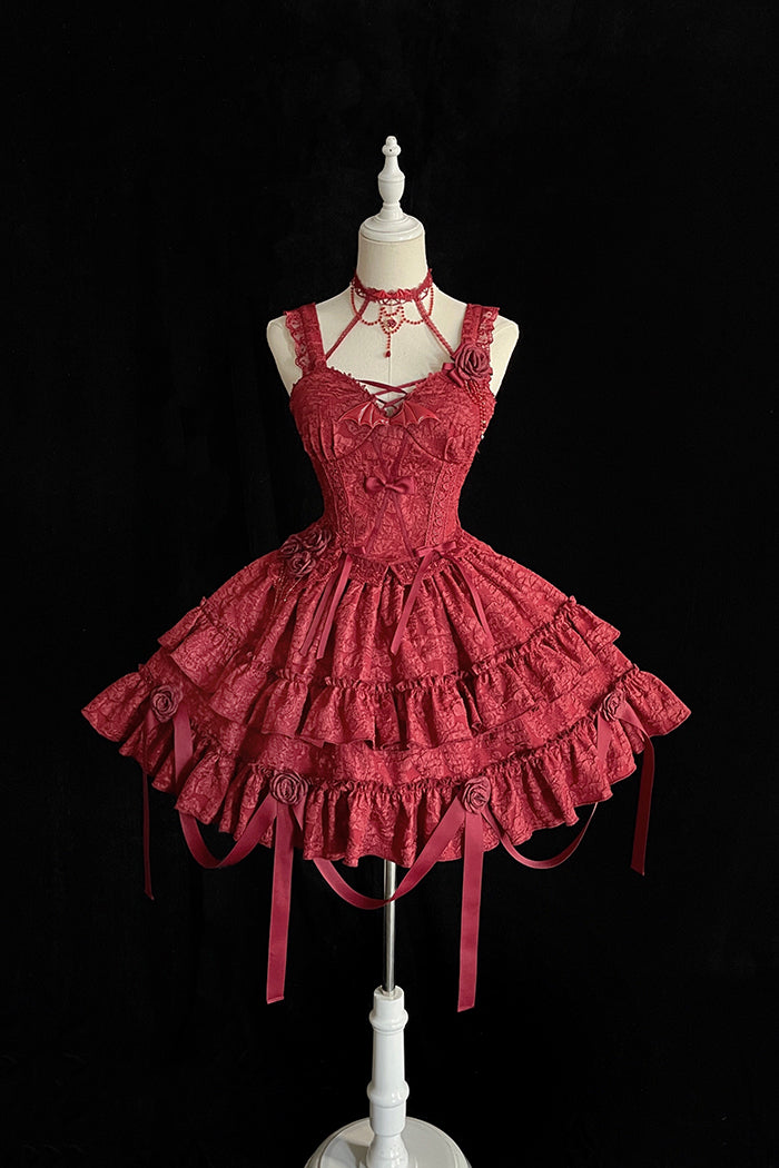 Alice Girl~Gothic Lolita SK Set~Blood Rose Skirt and Corset   