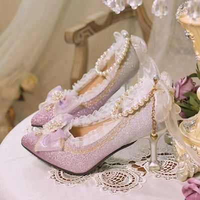 One Night~Wedding Lolita High Heels Shoes 34 violet (table corner heel 7cm) 