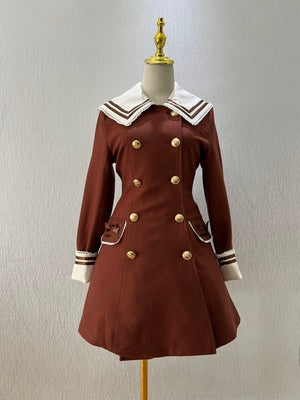 Strawberry Witch~ Sailor Style A-line Winter Coat XS brown(regular version without cape) 