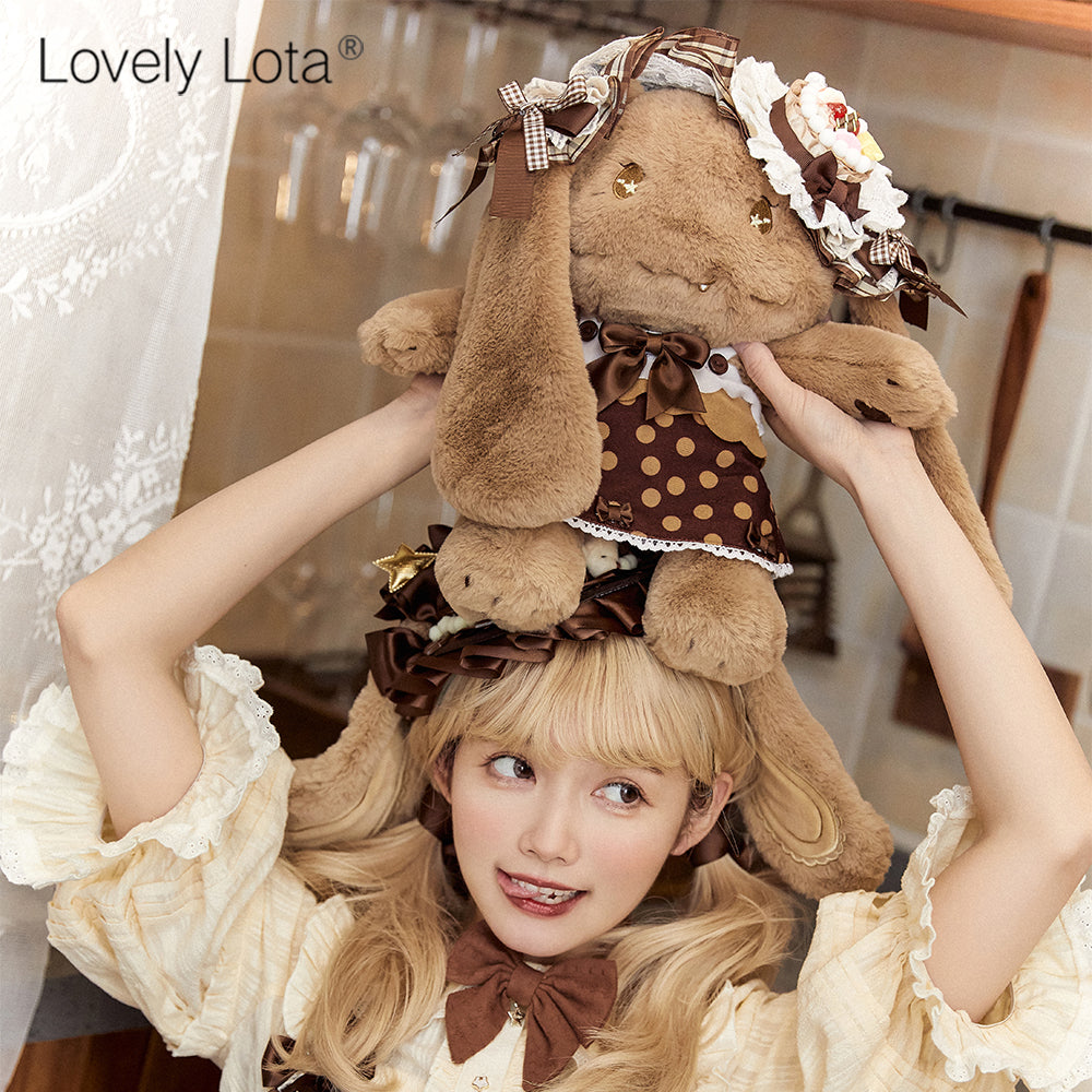 LovelyLota~KOKO Chocolate Rabbit~Furry Bunny Lolita Bag rabbit bag+rabbit clothes+rabbit hairband  