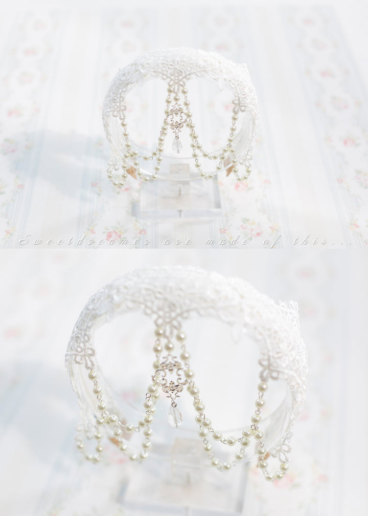 SweetDreamer~Lolita Lace Veil Set Headband white hair band (without veil)  