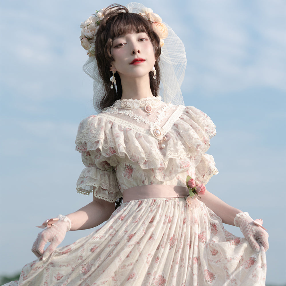 Miss Point~Woody Rose~Classic Elegant Floral Lolita OP Dress XS floral print version 
