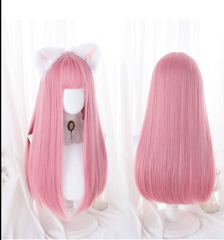 Hengji~69cm Pink Straight Lolita Wig   