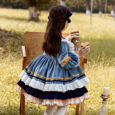Kid Lolita Blue Princess Dress Flounce Hemline   