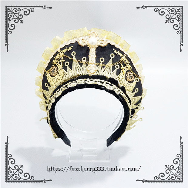 Fox Cherry~Gorgeous Lolita Palace Retro Golden Tudor Headdress 4504:10533