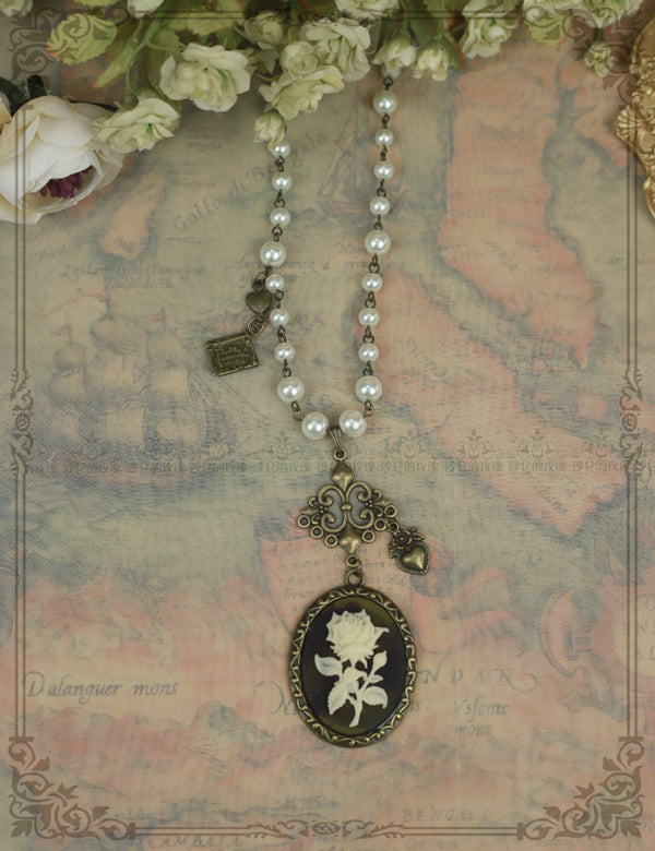 Rose of Sharon - British Style Cameo Lolita Necklace British rose