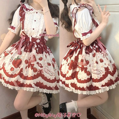 Milky Way~Little Strawberry Lolita JSK Dress S red SK 