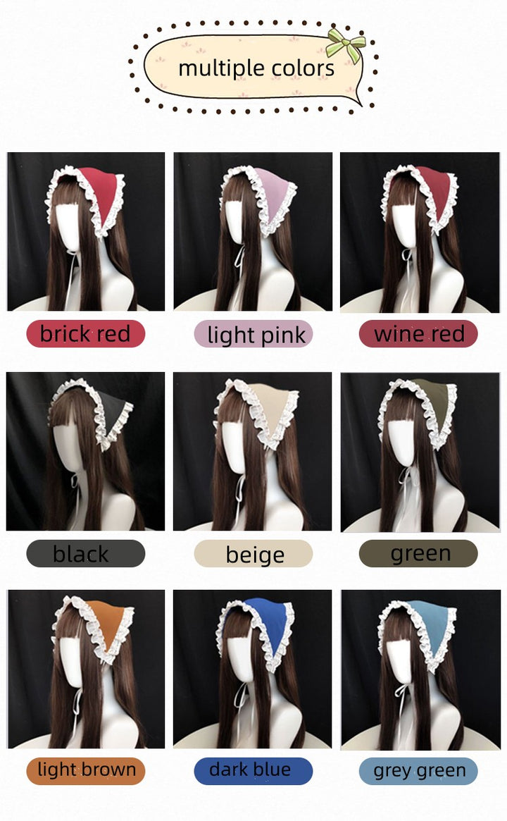 With Puji~Cute Lolita Headdress Accessories Collection a triangular scarf (need remark your wanted color in order) free size 