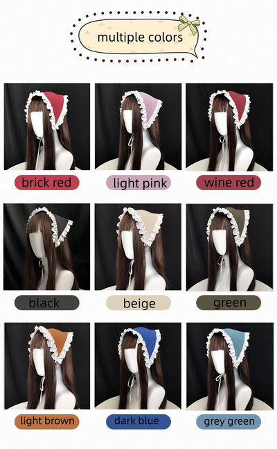 With Puji~Cute Lolita Headdress Accessories Collection a triangular scarf (need remark your wanted color in order) free size 