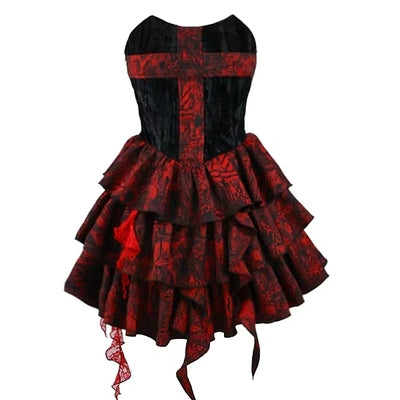 Blood Supply~Feast of the Underworld~Halloween Gothic Rose Dress S cross bodice dress 