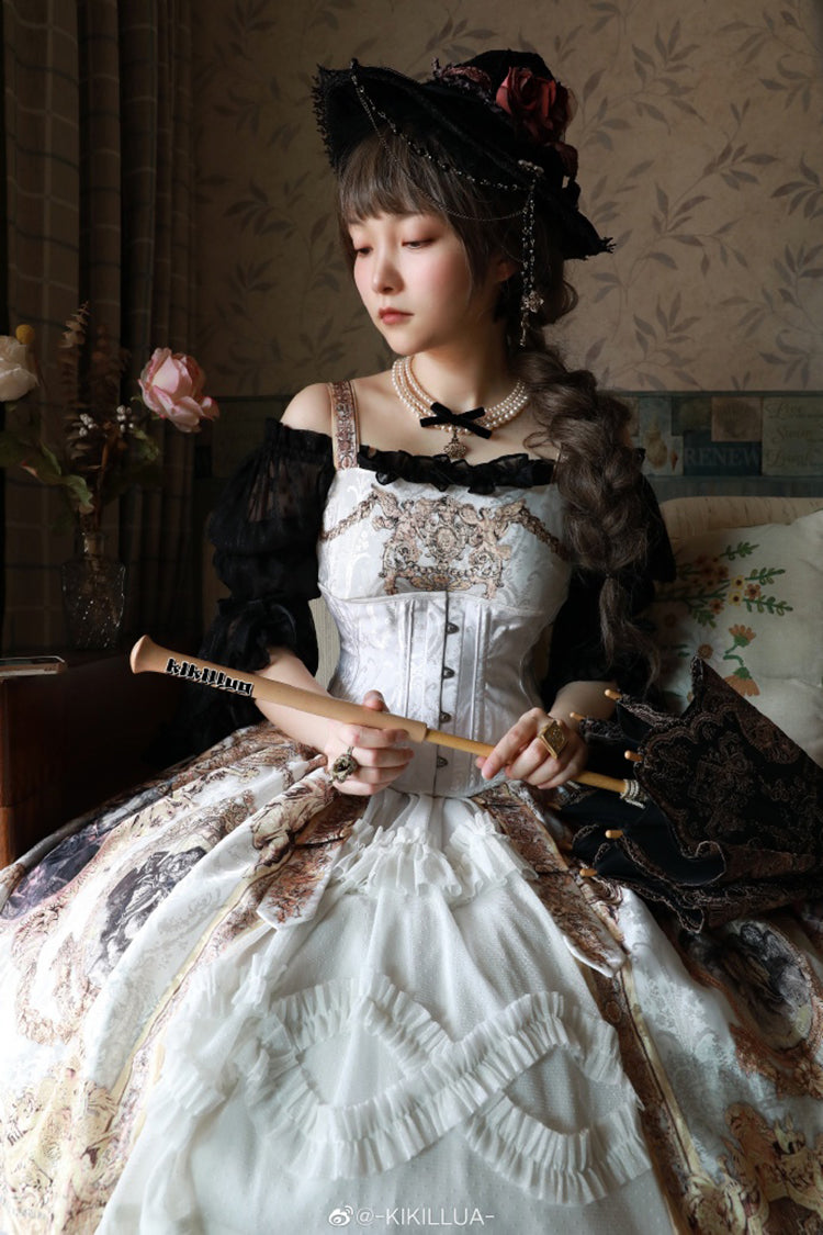 Krad Lanrete~Echoes of Versailles~Vintage Lolita Bodice French Style Multicolors Lolita Corset   