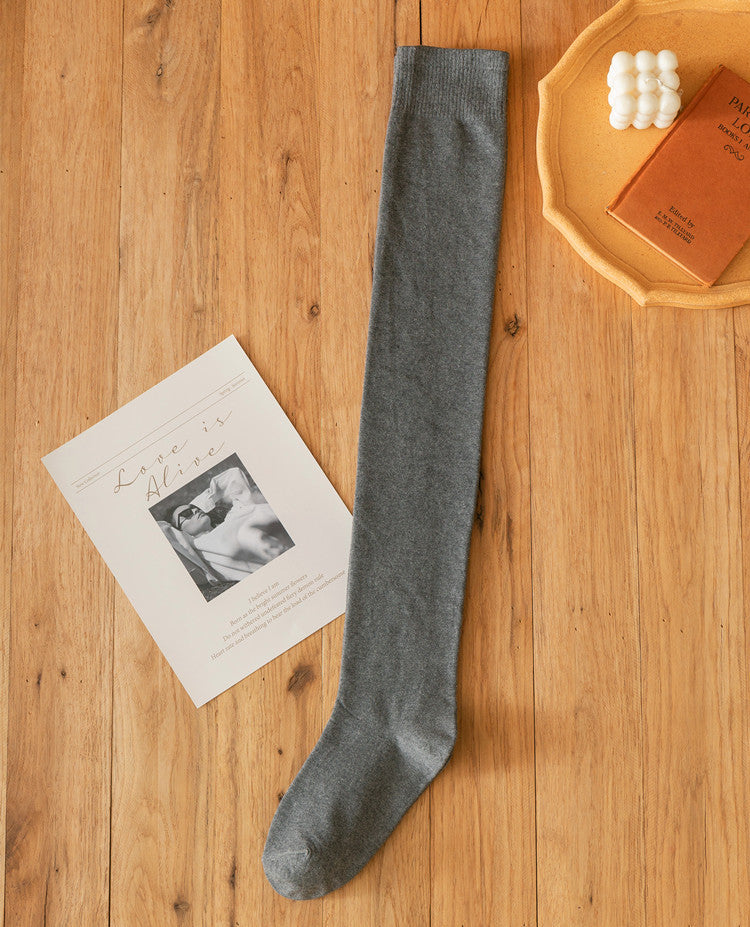 Spring and Autumn Lolita Cotton Knee Stockings dark gray silicone anti-skid 27.6" (70 cm)