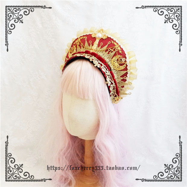 Fox Cherry~Gorgeous Lolita Palace Retro Golden Tudor Headdress 4504:10523