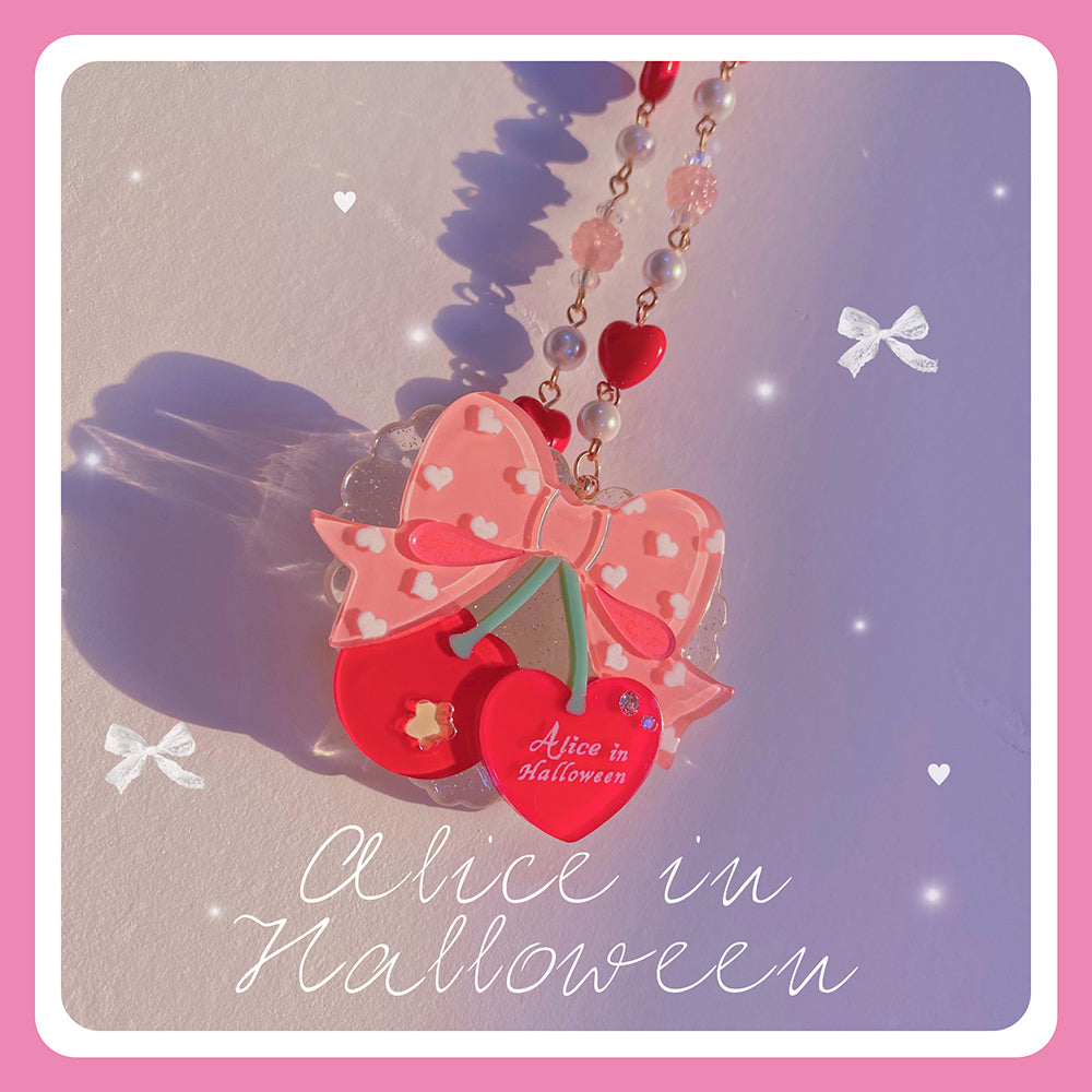 (BuyForMe) Halloween Alice~Sweet Cherry Lolita Plastic Necklace Ring   