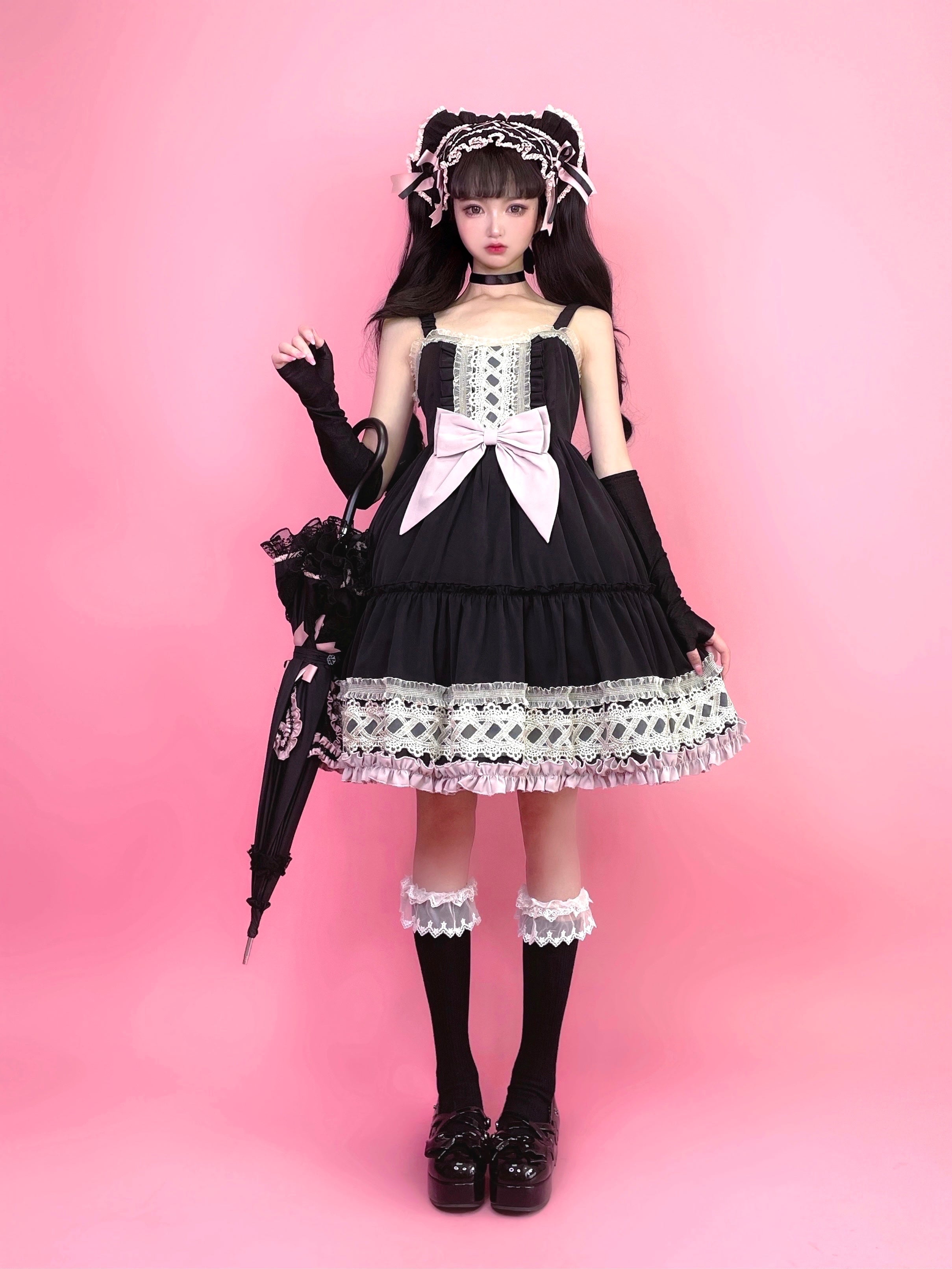 Eye of White Crow - Dairy Lolita Dress Hot Girl JSK black and purple short S