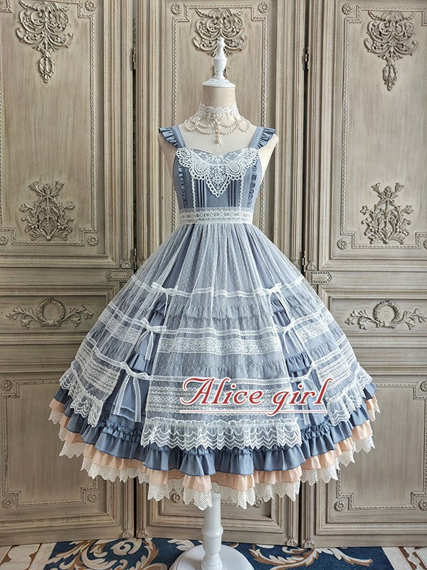 Alice Girl~Camellia Blooms~Elegant Lolita JSK Dress S blue 