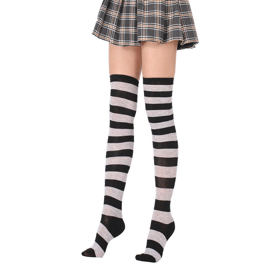 (Buyforme)Sanchuntao~Halloween Lolita Striped Stockings Multicolors grey wide stripes free size 