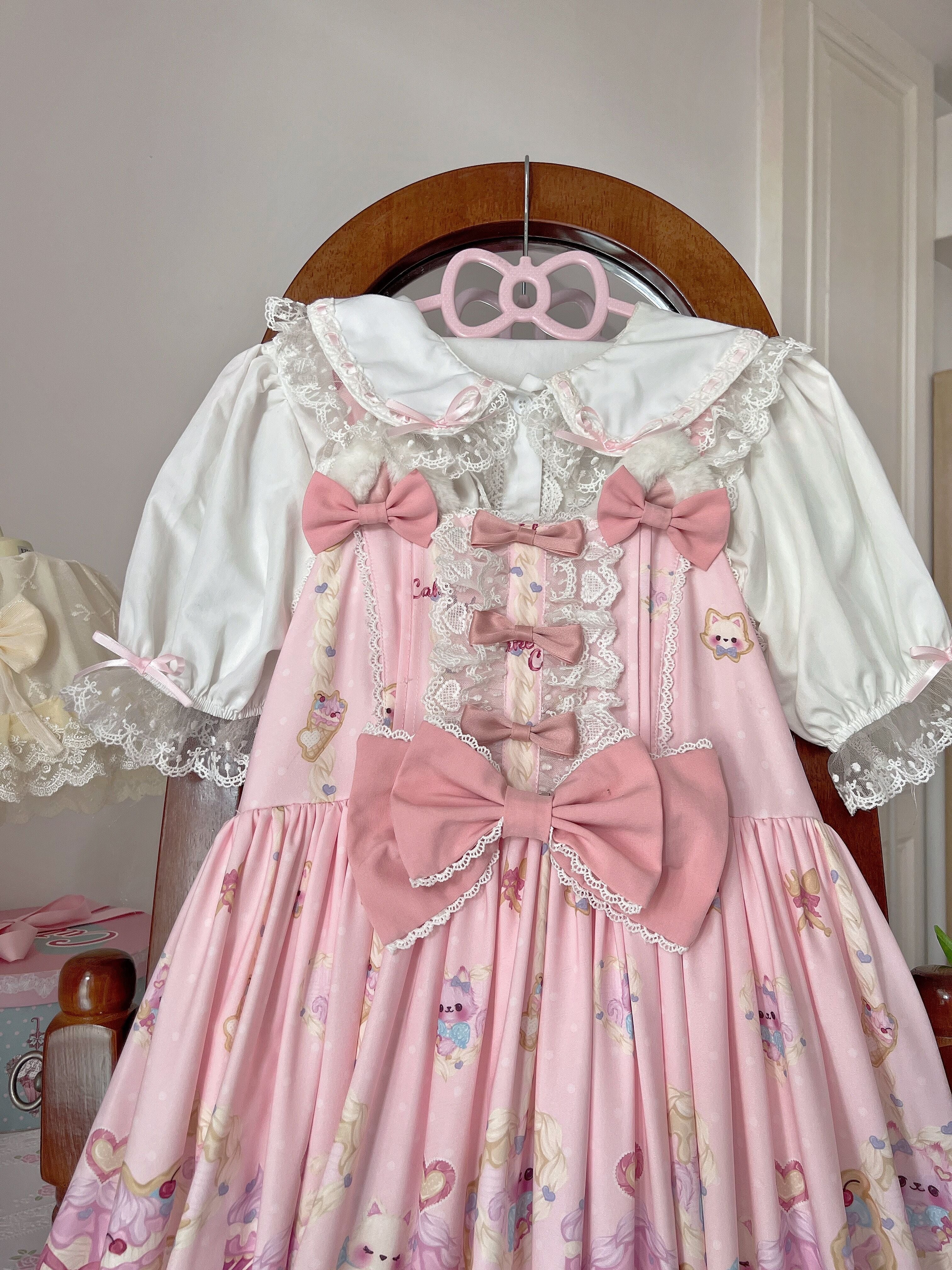 Sugar Girl - Kawaii Lolita Sweet JSK Dress, Cat Printed 11808:122542