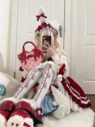 BurnGallery~Kawaii Lolita Heart Shape Hand Bag red 2.0 (with a big zipper design)  