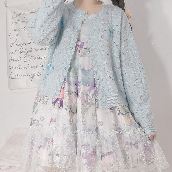 (BuyForMe) MIST~Hollow Out Long Sleeve Lolita Cardigan Multicolors S milk blue 