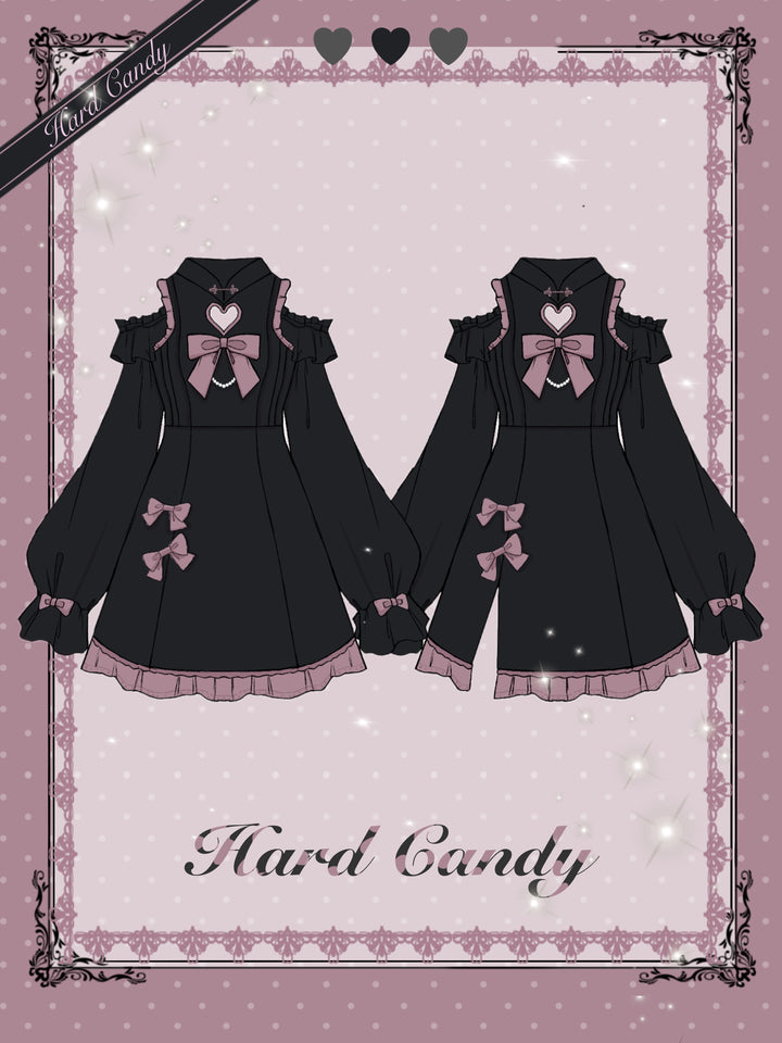 Yingtang~Plus Size Lolita Black Pink Cheongsam Dress Set 8218:104858