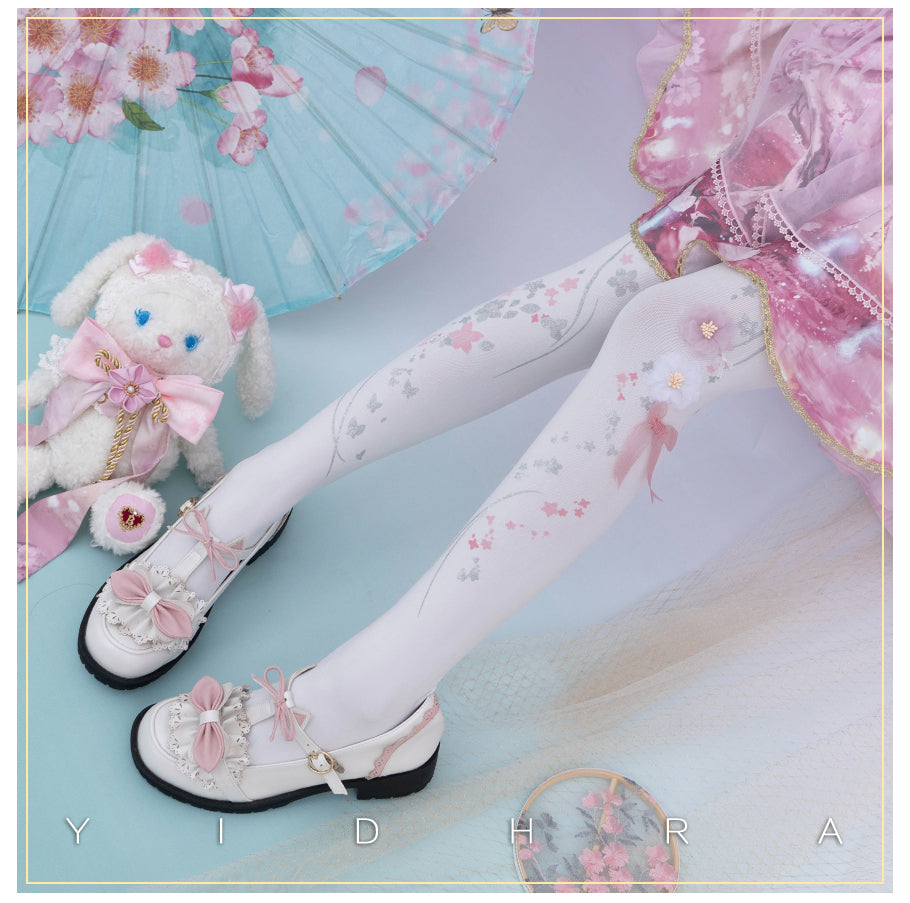 Yidhra ~ 3D Print Chinese Qi Lolita Pantyhose free size white 120D upgraded version 2982:30495