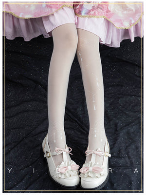 Yidhra~Song and Lights~Lolita Tights Free size white and white 