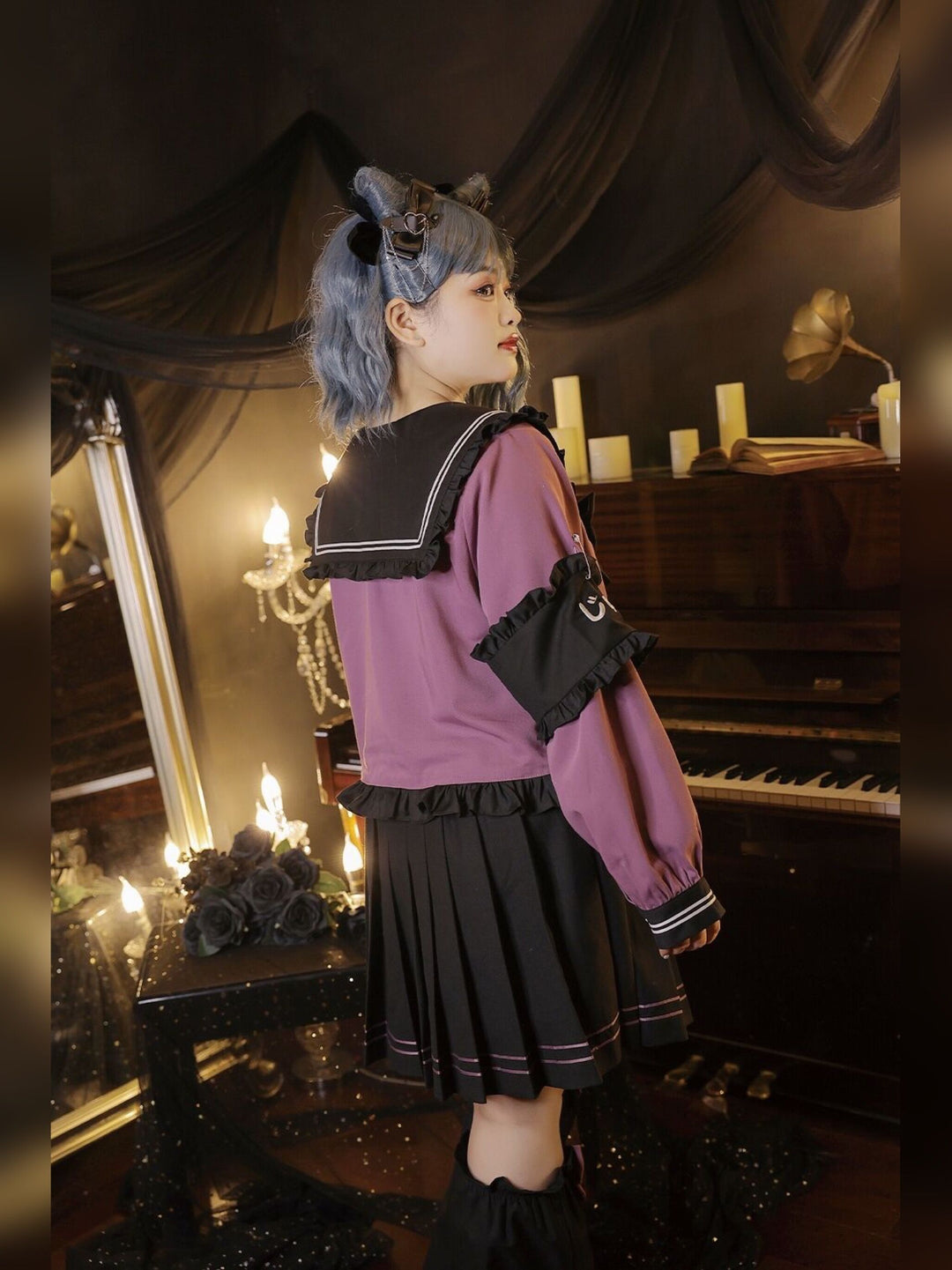 Yingtang~Plus Size Lolita Dress Gothic Lolita JK Dress Set   