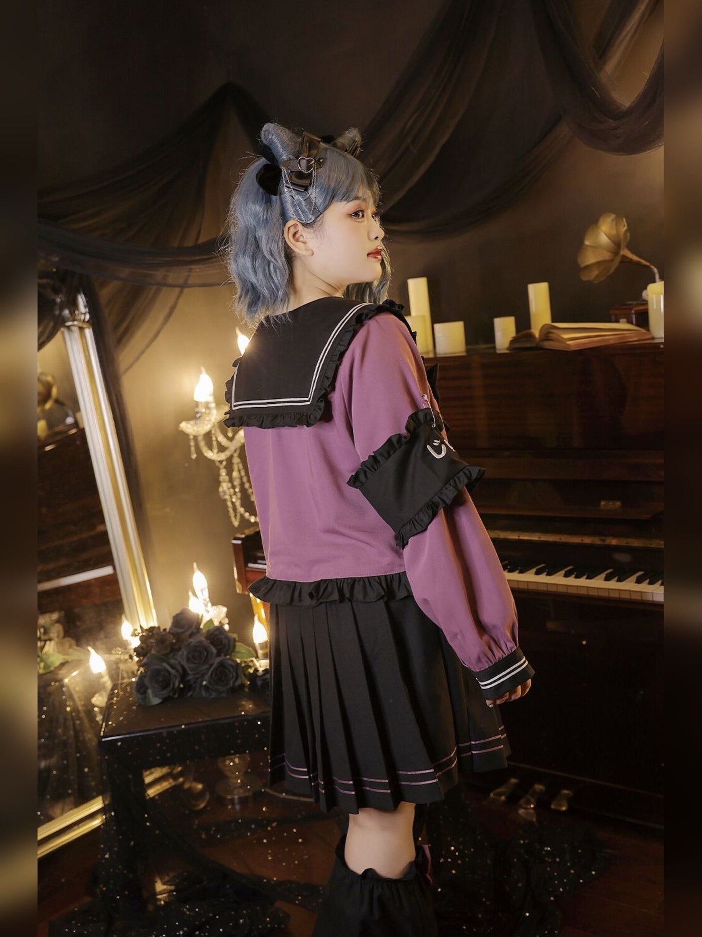 Yingtang~Plus Size Dark-theme JK Lolita Dress Set   