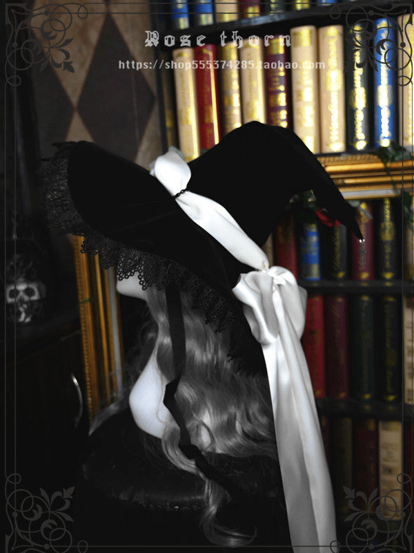 Rose Thorn - Holy Cross - 12 Colors Lolita Halloween Witch Hat white