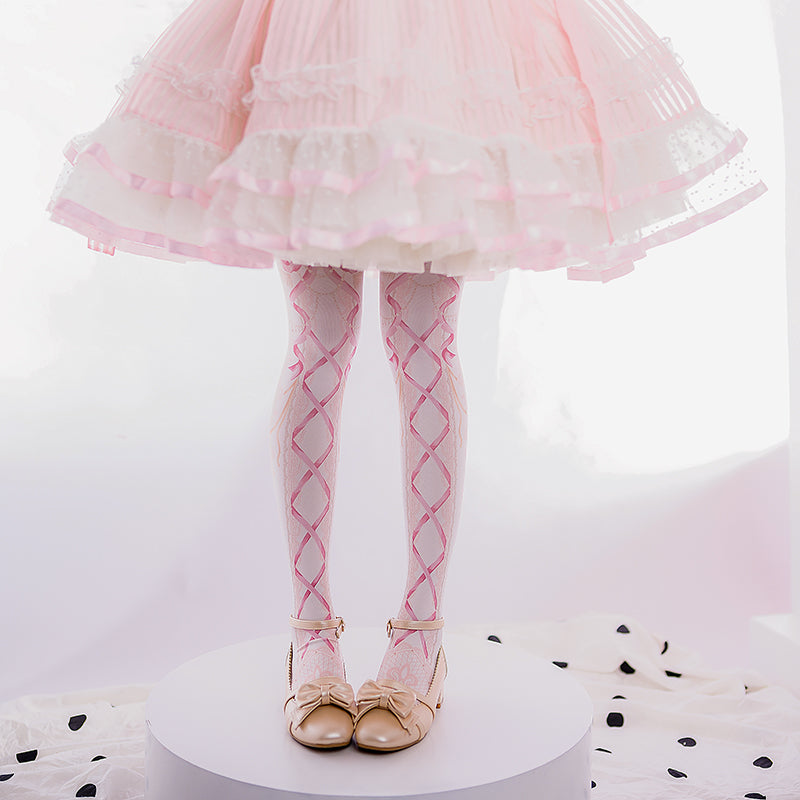 Roji roji - 120D Velvet Sweet Lolita Tights One Size Pink