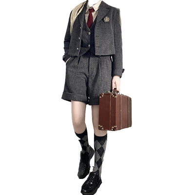 CastleToo~London Street~Academic Style SK and Suspenders Uniform free size grey suspenders set 