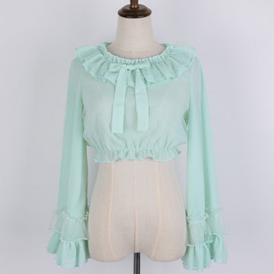 Sakurada Fawn~Cheese Chocolate Long Sleeve Lolita Blouse M green 