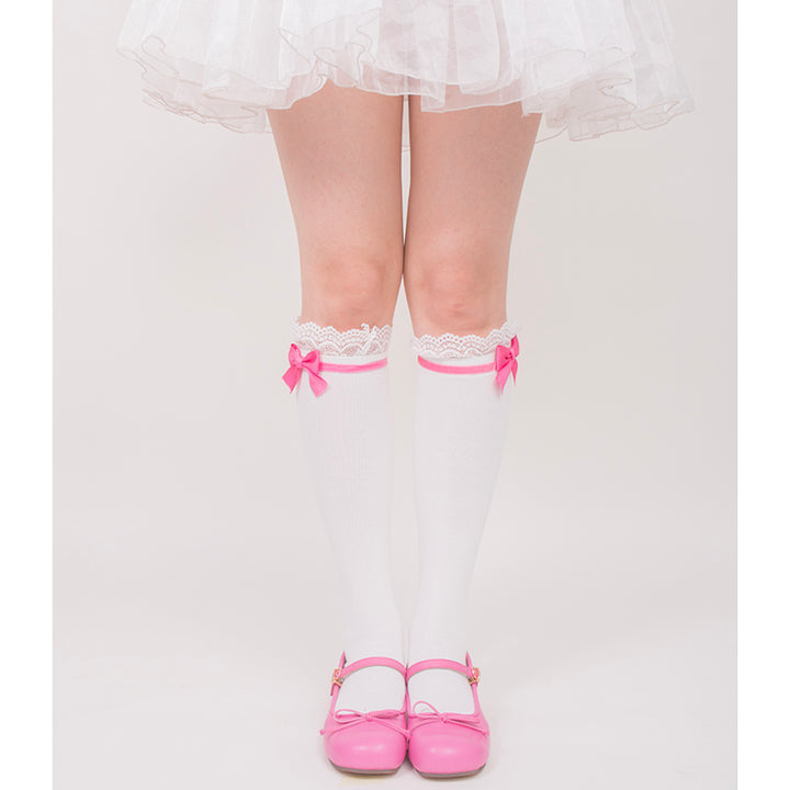 Roji roji~Spring Bow Lace Sweet Cotton Socks   