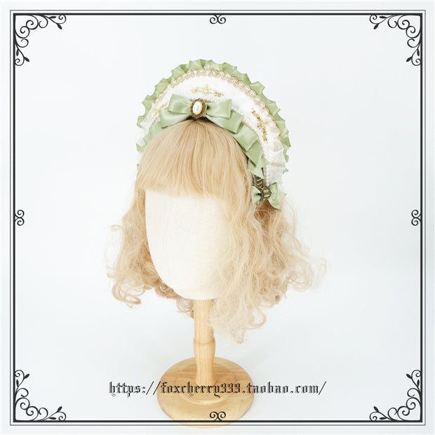Fox Cherry - Elegant Grass Green Lolita Bow Headdress tuinga