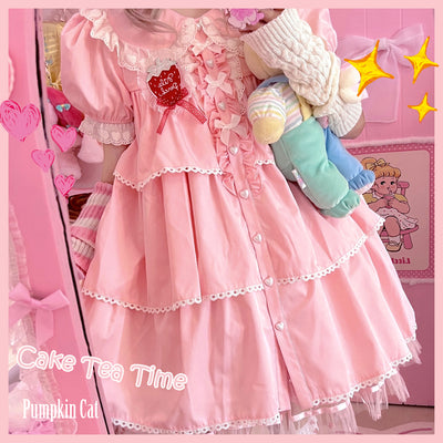 Pumpkin Cat~Cake Tea Time~ Daily Lolita OP Dress   