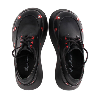 Angelic Imprint～Round-toe Black Casual Lolita Puck Platform Shoes   