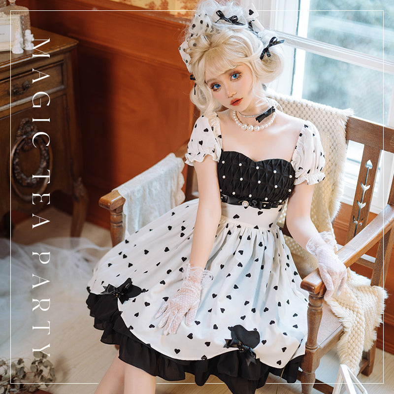 Magic Tea Party~PengPeng~Kawaii Lolita OP Dress S small high waist OP-white color 