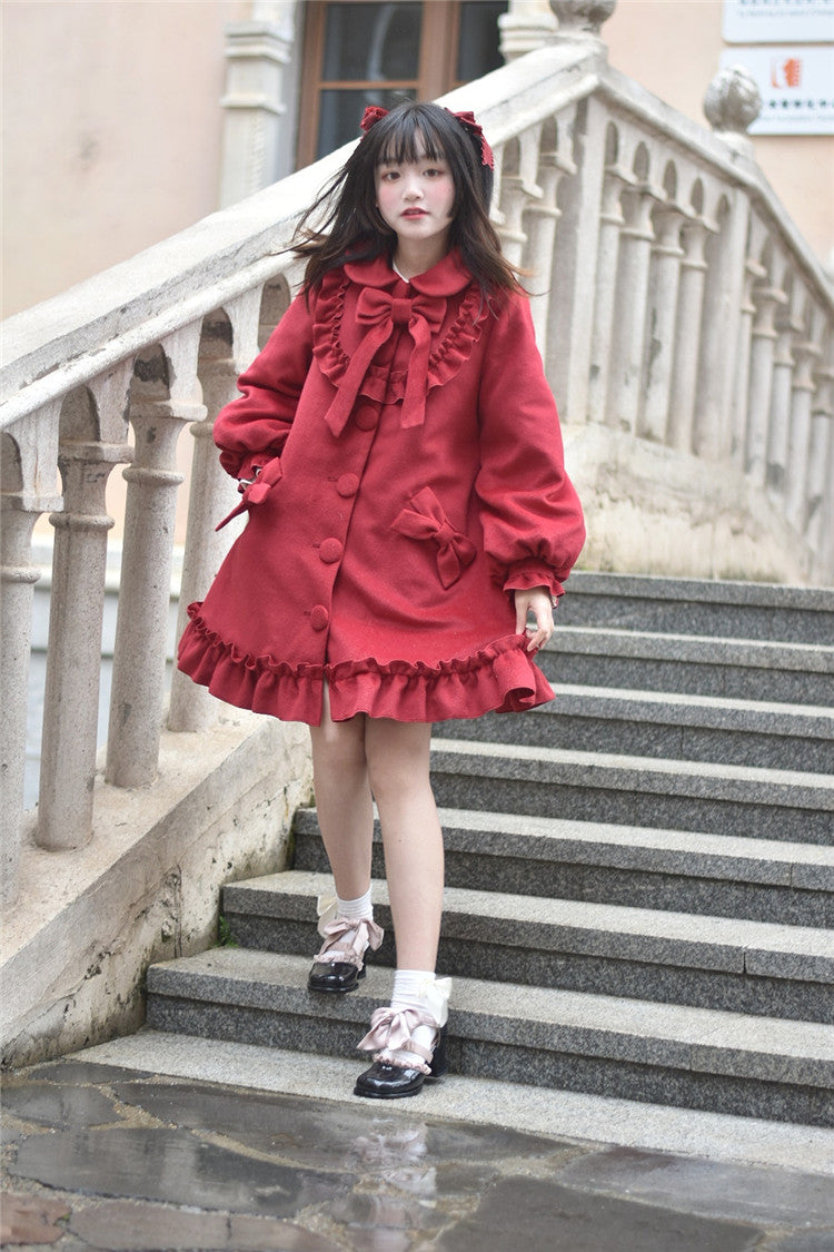 To Alice~Little Li~Kawaii Lolita Woolen Overcoat   