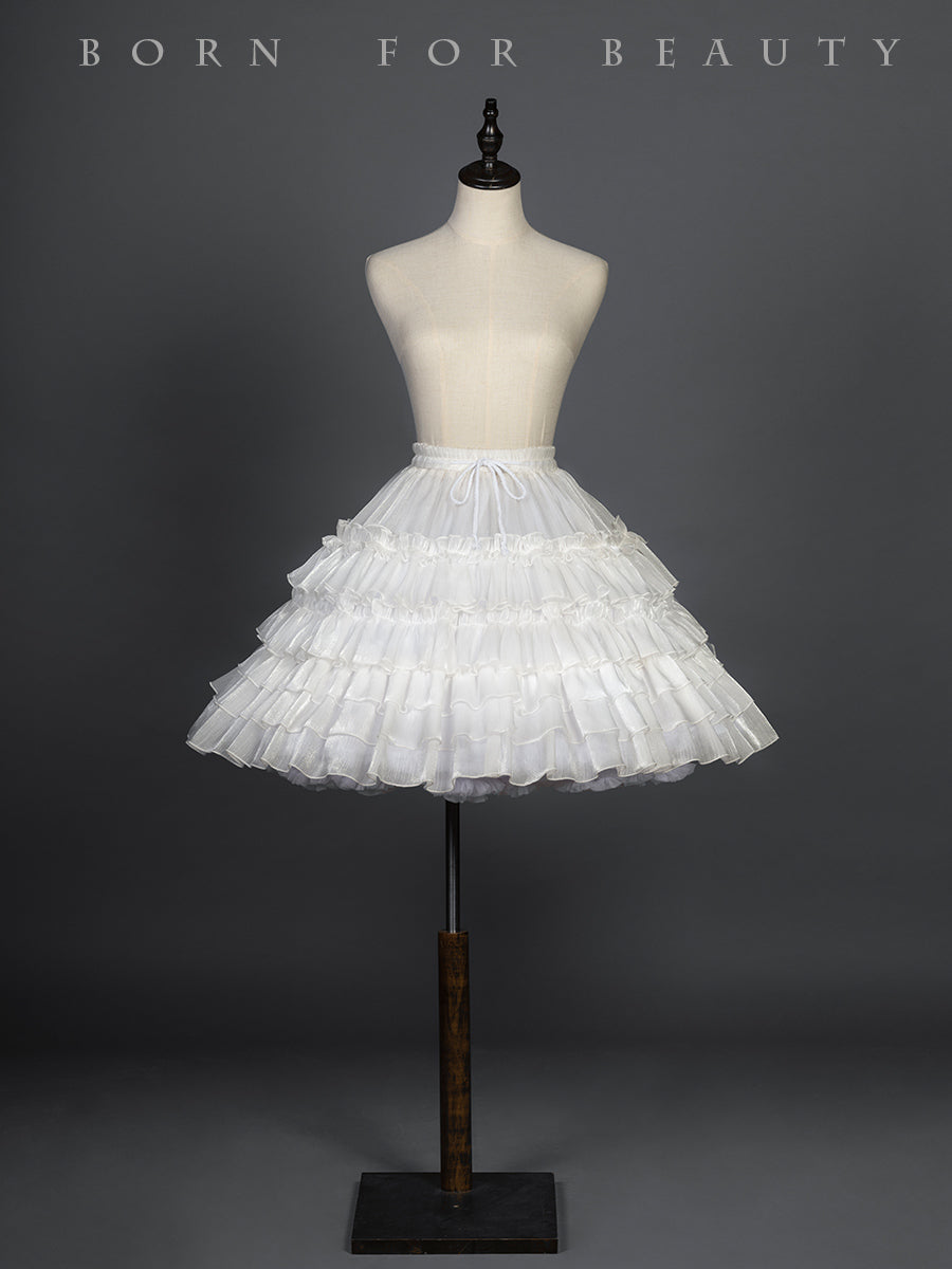 Youpairui - Puffy and Violent Fishbone Clouds Lolita Petticoat One Size white short version