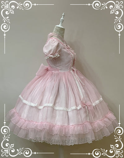 Little Bear~Mini Puff-Sleeve OP Dress with Organza   