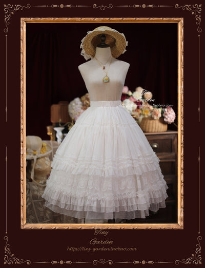 Tiny Garden~ Dream Bouquet～Elegant Sweet Lolita Skirt S milky white dot yarn 